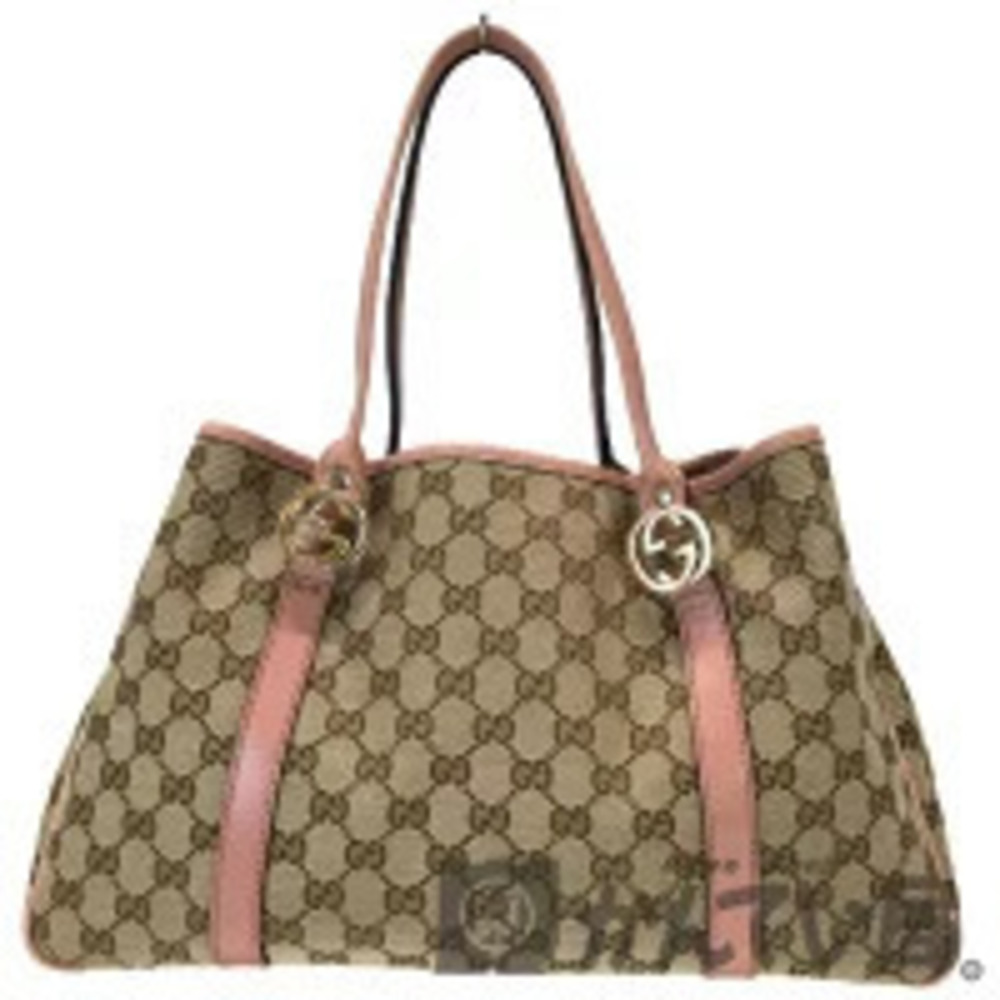 Gucci GG Beige Bag Canvas Brown Shoulder Twins Tote Pink Handbag